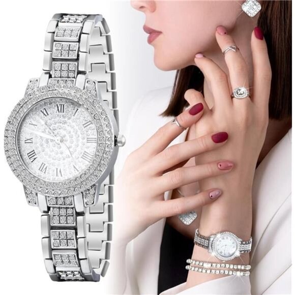 6-Piece Silver-Tone Collection with Necklace, Bracelet, Ring, Earrings & Watch - Picture 6 of 8